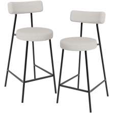 Kit 02 Banquetas Baixa Para Cozinha Sala De Jantar Bar Bancada Milão L02 Bouclê Cru - Lyam Decor