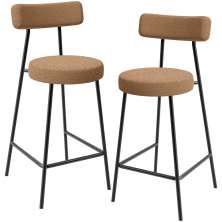 Kit 02 Banquetas Baixa Para Cozinha Sala De Jantar Bar Bancada Milão L02 Bouclê Mostarda - Lyam Decor