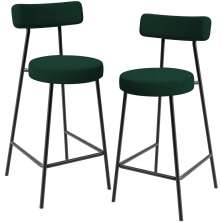 Kit 02 Banquetas Baixa Para Cozinha Sala De Jantar Bar Bancada Milão L02 Bouclê Verde - Lyam Decor