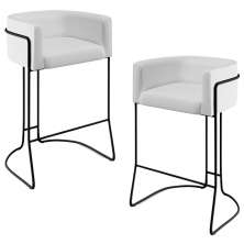 Kit 02 Banquetas Decorativas Fixas Base De Aço Preto Betina D02 Corano Branco C-12 - Lyam Decor