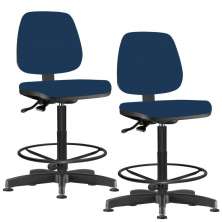 Kit 02 Cadeiras Caixa Alta Giratória Job L02 Crepe Azul Marinho - Lyam Decor