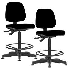Kit 02 Cadeiras Caixa Alta Giratória Job L02 Crepe Preto - Lyam Decor
