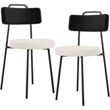 Kit 02 Cadeiras Decorativa Estofada Sala De Jantar Barcelona L02 Couríssimo Preto Linho Cru - Lyam