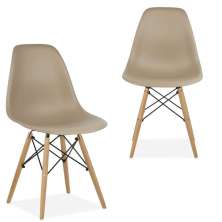 Kit 02 Cadeiras Decorativas Eiffel Charles Eames F03 Nude com Pés de Madeira - Lyam Decor