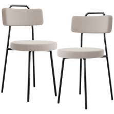 Kit 02 Cadeiras Decorativas Estofada Para Sala De Jantar Barcelona L02 Bouclê Creme - Lyam Decor
