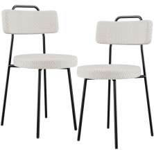 Kit 02 Cadeiras Decorativas Estofada Para Sala De Jantar Barcelona L02 Bouclê Cru - Lyam Decor