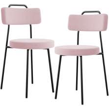 Kit 02 Cadeiras Decorativas Estofada Para Sala De Jantar Barcelona L02 Bouclê Rosê - Lyam Decor
