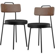 Kit 02 Cadeiras Decorativas Estofada Para Sala De Jantar Barcelona L02 Couríssimo Marrom Preto - Lyam