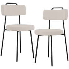 Kit 02 Cadeiras Decorativas Estofada Para Sala De Jantar Barcelona L02 Linho Bege - Lyam Decor