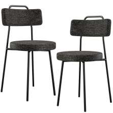 Kit 02 Cadeiras Decorativas Estofada Para Sala De Jantar Barcelona L02 Linho Chumbo - Lyam Decor