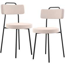 Kit 02 Cadeiras Decorativas Estofada Para Sala De Jantar Barcelona L02 Suede Bege - Lyam Decor