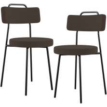 Kit 02 Cadeiras Decorativas Estofada Para Sala De Jantar Barcelona L02 Suede Marrom - Lyam Decor