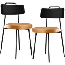 Kit 02 Cadeiras Decorativas Estofada Para Sala Jantar Barcelona L02 Couríssimo Preto Whisky - Lyam