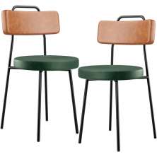 Kit 02 Cadeiras Decorativas Estofada Sala Jantar Barcelona L02 Couríssimo Camel Facto Verde - Lyam