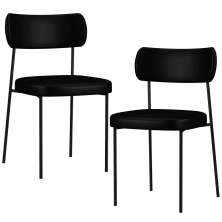 Kit 02 Cadeiras Decorativas Estofadas Para Sala de Jantar Melina L02 Couríssimo Preto - Lyam Decor