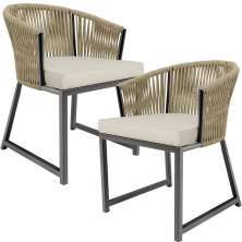 Kit 02 Cadeiras Decorativas Para Área Gourmet Cozinha Corda Náutica Bethari D04 Bege - Lyam Decor