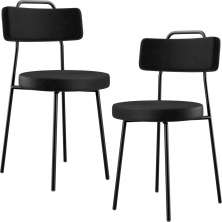 Kit 02 Cadeiras Decorativas Para Sala De Jantar Barcelona L02 Couríssimo Preto - Lyam Decor