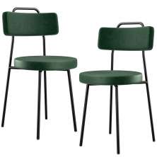 Kit 02 Cadeiras Decorativas Para Sala De Jantar Barcelona L02 Couríssimo Verde Musgo - Lyam Decor