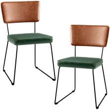Kit 02 Cadeiras Decorativas Sala Jantar Allana L02 Couríssimo Camel Facto Verde Musgo - Lyam Decor