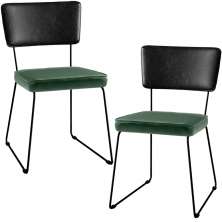 Kit 02 Cadeiras Decorativas Sala Jantar Allana L02 Couríssimo Preto Facto Verde Musgo - Lyam Decor
