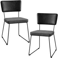 Kit 02 Cadeiras Decorativas Sala Jantar Allana L02 Couríssimo Preto Linho Cinza Escuro - Lyam Decor
