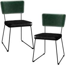 Kit 02 Cadeiras Decorativas Sala Jantar Allana L02 Facto Verde Musgo Couríssimo Preto - Lyam Decor