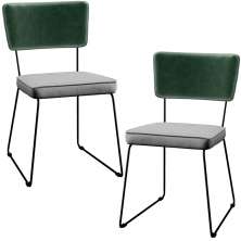 Kit 02 Cadeiras Decorativas Sala Jantar Allana L02 Facto Verde Musgo Linho Cinza - Lyam Decor
