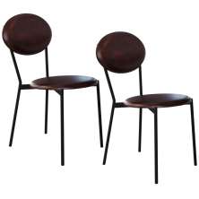 Kit 02 Cadeiras Estofada Para Sala de Jantar Azuri Preto C01 Courino Café - Lyam Decor