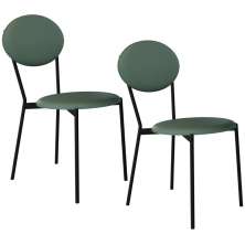 Kit 02 Cadeiras Estofada Para Sala de Jantar Azuri Preto C01 Courino Verde Sálvia - Lyam Decor