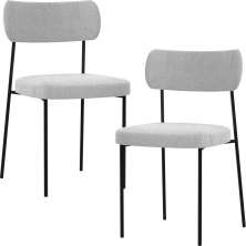 Kit 02 Cadeiras Estofadas Para Sala De Jantar Melina L02 Bouclê Cinza - Lyam Decor