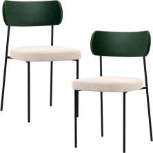 Kit 02 Cadeiras Estofadas Para Sala De Jantar Melina L02 Facto Verde Musgo Suede Bege - Lyam Decor