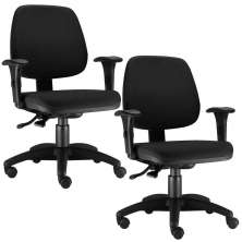 Kit 02 Cadeiras Giratória Job L02 Executiva Ergonomica Crepe Preto - Lyam Decor