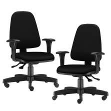 Kit 02 Cadeiras Giratória Sky L02 Diretor Executiva Crepe Preto - Lyam Decor