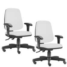 Kit 02 Cadeiras Giratórias Job L02 Diretor Executiva Couro Sintético Branco - Lyam Decor