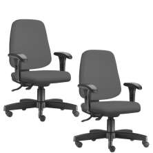 Kit 02 Cadeiras Giratórias Job L02 Diretor Executiva Crepe Cinza - Lyam Decor