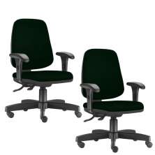 Kit 02 Cadeiras Giratórias Job L02 Diretor Executiva Crepe Verde Musgo - Lyam Decor