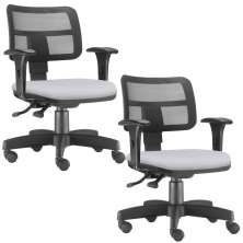 Kit 02 Cadeiras Giratórias Zip L02 Executiva Ergonômica Escritório Couro Sintético Branco - Lyam Decor