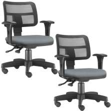 Kit 02 Cadeiras Giratórias Zip L02 Executiva Ergonômica Escritório Crepe Cinza - Lyam Decor