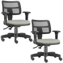 Kit 02 Cadeiras Giratórias Zip L02 Executiva Ergonômica Escritório Suede Bege - Lyam Decor