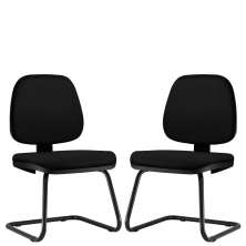 Kit 02 Cadeiras Para Escritório Job L02 Fixa Crepe Preto - Lyam Decor