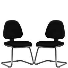 Kit 02 Cadeiras Para Escritório Sky L02 Fixa Crepe Preto - Lyam Decor