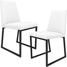 Kit 02 Cadeiras Para Sala De Jantar Base Aço Industrial Preto Dafne L02 Corano Branco - Lyam Decor