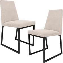 Kit 02 Cadeiras Para Sala De Jantar Base Aço Industrial Preto Dafne L02 Suede Bege - Lyam Decor
