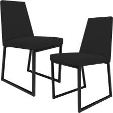 Kit 02 Cadeiras Para Sala De Jantar Base Aço Industrial Preto Dafne L02 Suede Preto - Lyam Decor