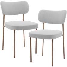 Kit 02 Cadeiras Para Sala De Jantar Melina Base Arena L02 Bouclê Cinza - Lyam Decor