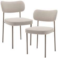 Kit 02 Cadeiras Para Sala De Jantar Melina Base Arena L02 Bouclê Creme - Lyam Decor
