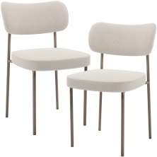 Kit 02 Cadeiras Para Sala De Jantar Melina Base Arena L02 Bouclê Cru - Lyam Decor