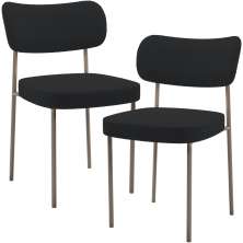 Kit 02 Cadeiras Para Sala De Jantar Melina Base Arena L02 Bouclê Preto - Lyam Decor