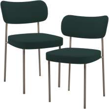 Kit 02 Cadeiras Para Sala De Jantar Melina Base Arena L02 Bouclê Verde - Lyam Decor