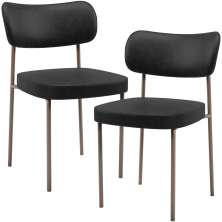 Kit 02 Cadeiras Para Sala De Jantar Melina Base Arena L02 Couríssimo Preto - Lyam Decor